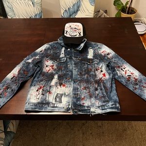 Custom xl Jean jacket lussuoso